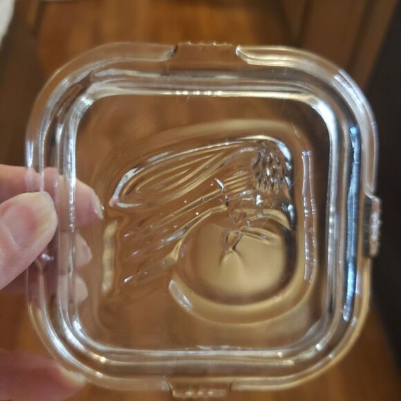 Federal Glass Vegetable Square Ribbed Refrigerator Clear Dish Lid ONLY - Picture 1 of 6